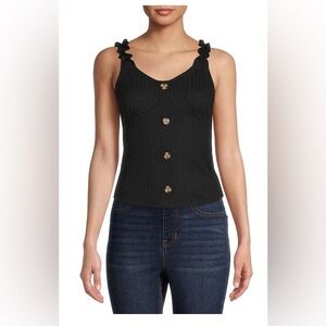 No Boundaries Rib Button Front Tank Top NEW Small